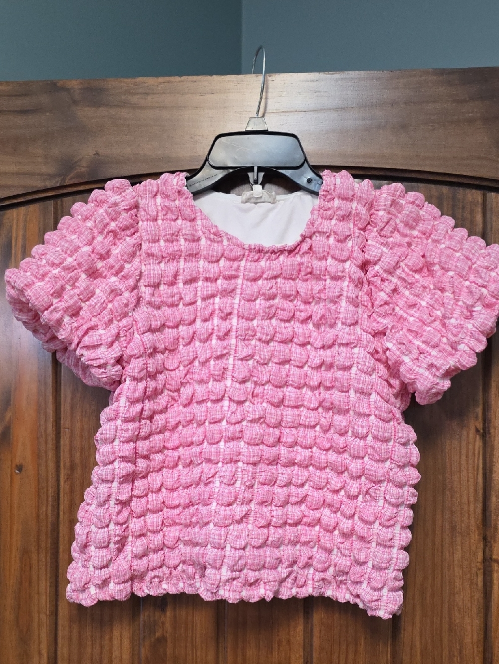 Hayden Pink Bubble-Trim Girls Top